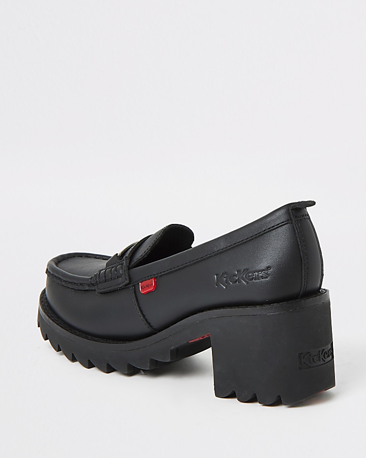 Kickers black Klio chunky heel loafers
