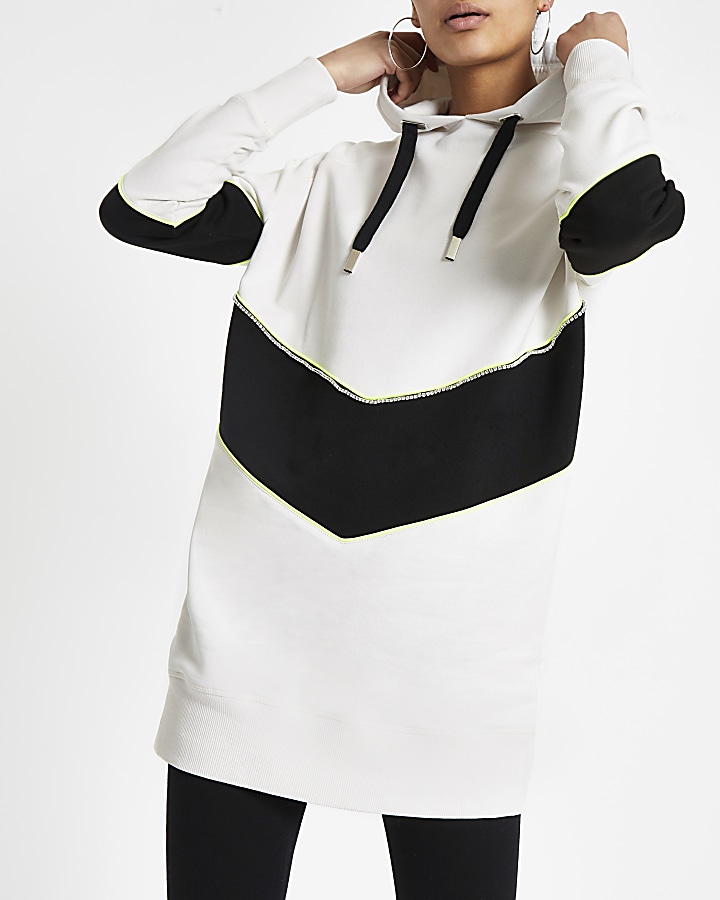 White chevron longline hoodie