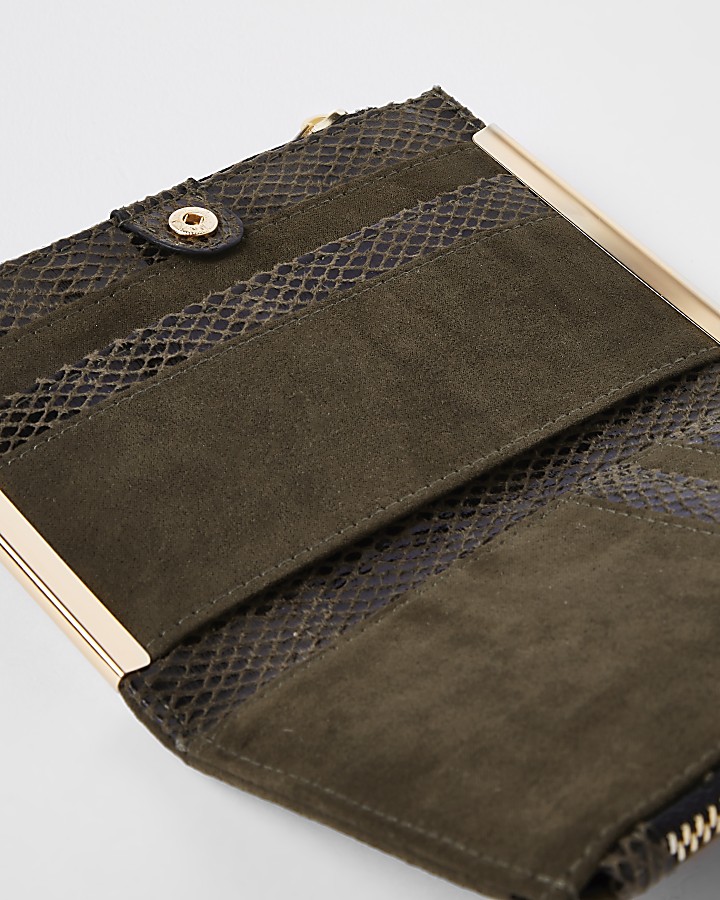 Khaki front pocket mini foldout purse
