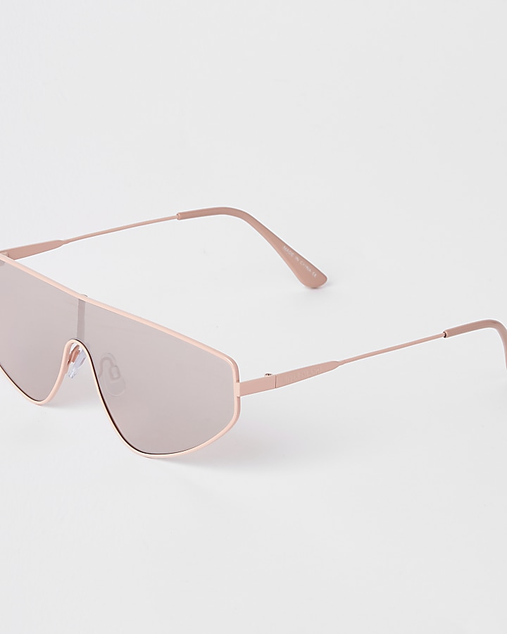 Silver tone pink visor sunglasses