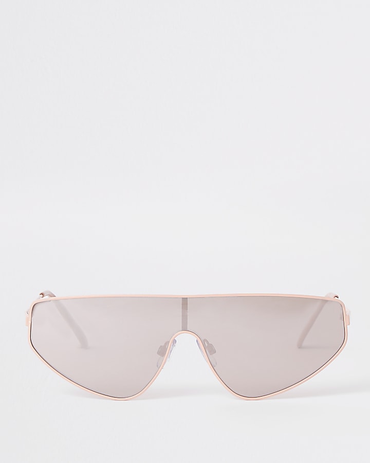 Silver tone pink visor sunglasses