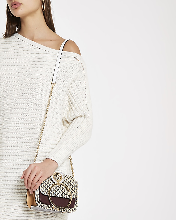 Gold woven ring front cross body bag