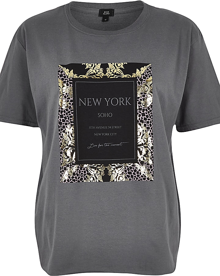 Grey baroque print short sleeve T-shirt