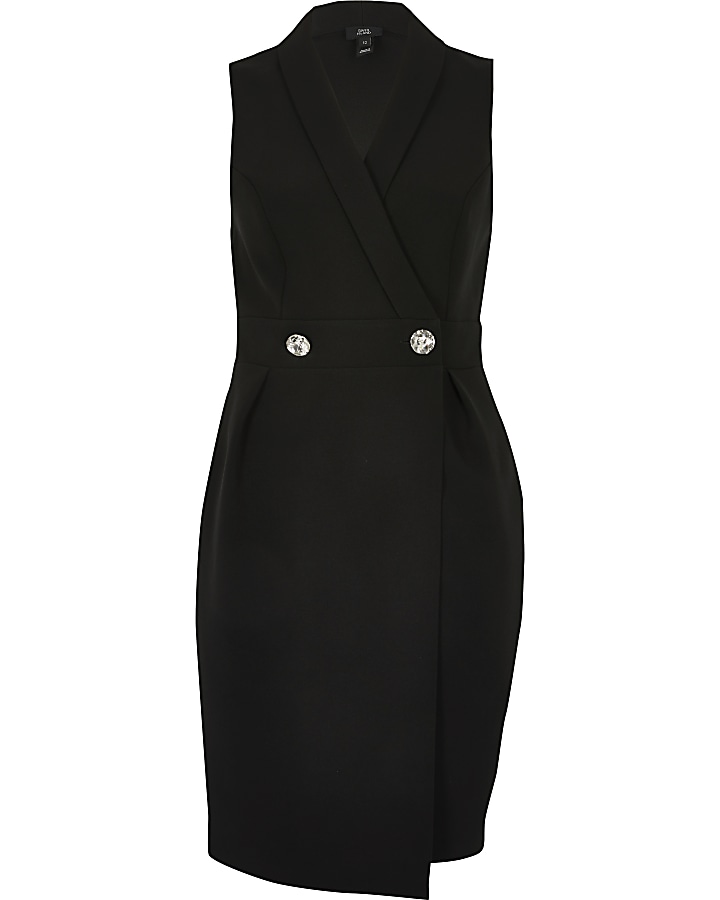 Black embellished tux boydcon midi dress