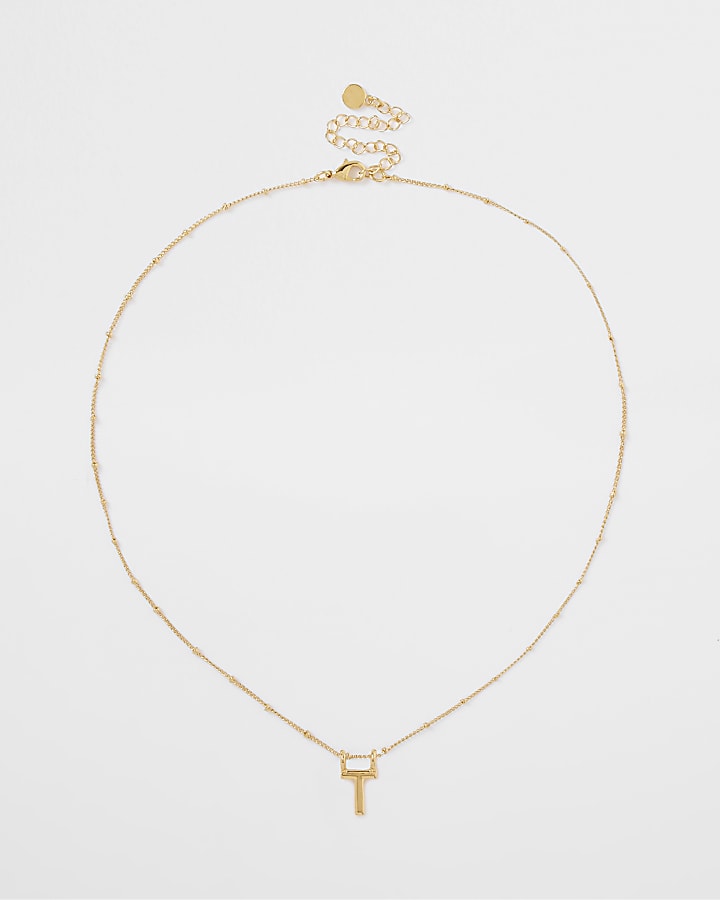 Gold plated ‘T’ initial necklace