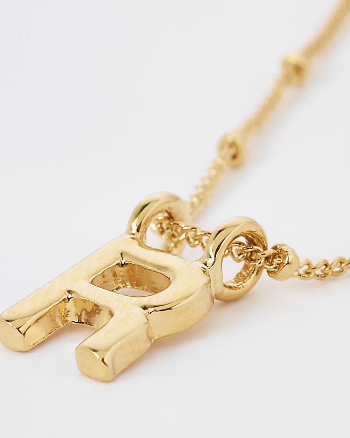 Gold plated ‘R’ initial necklace