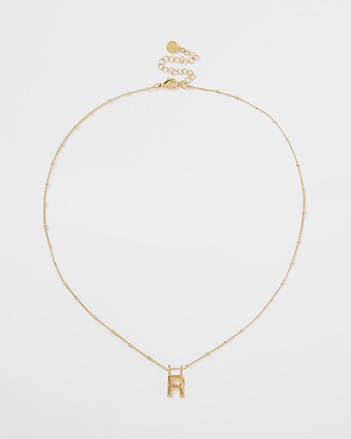 Gold plated ‘R’ initial necklace
