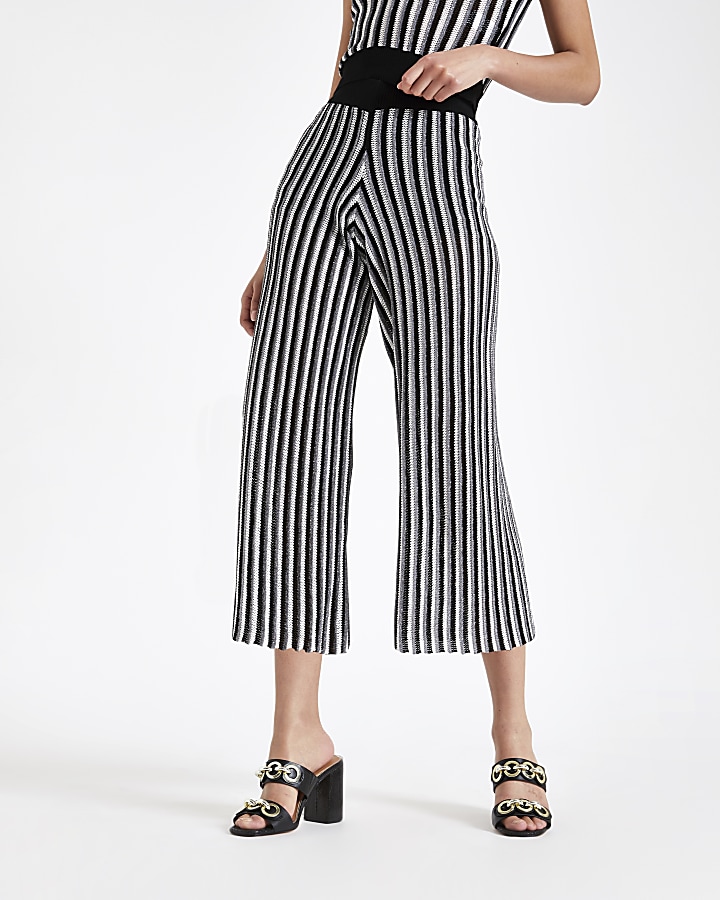 Black stripe knitted trousers
