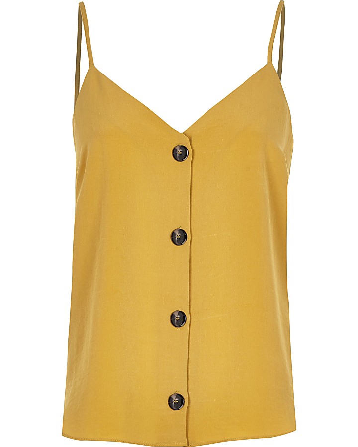 Yellow button front cami top