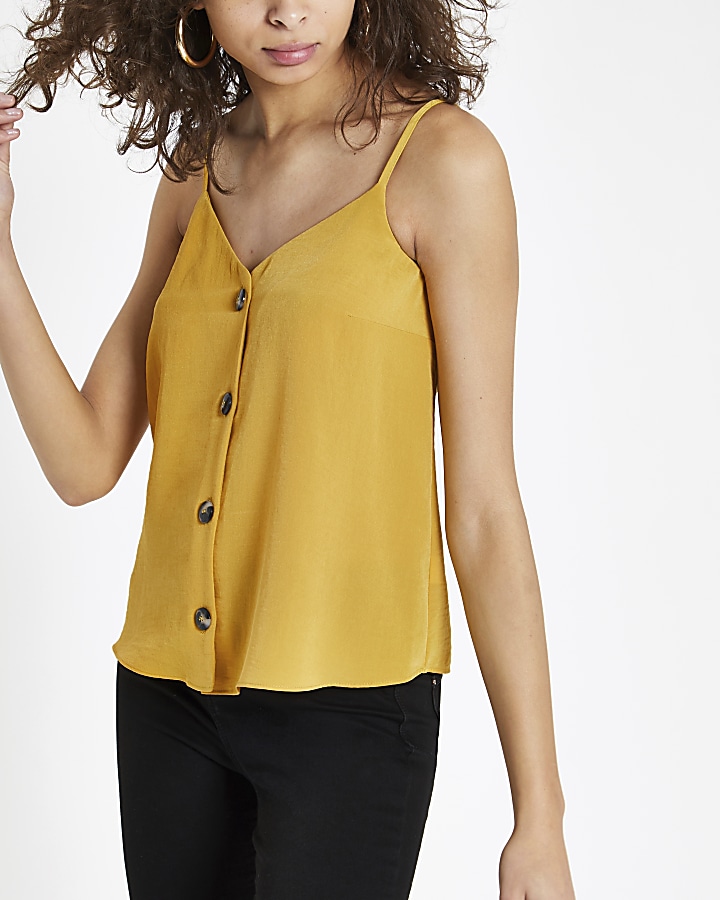Yellow button front cami top