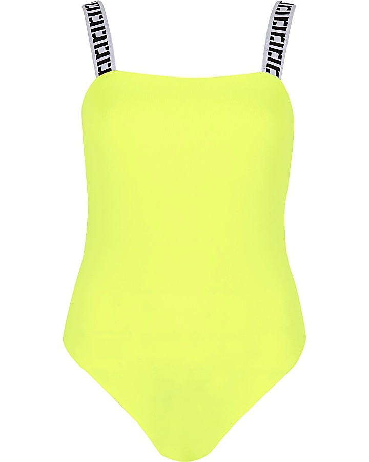 Petite neon yellow RI strap bodysuit