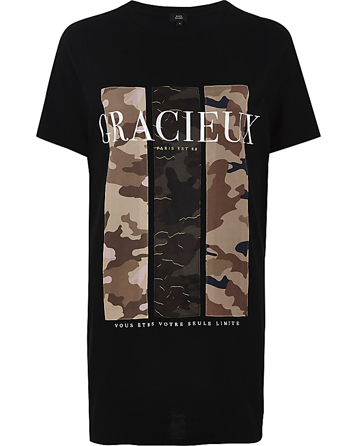Black ‘gracieux’ camo print T-shirt
