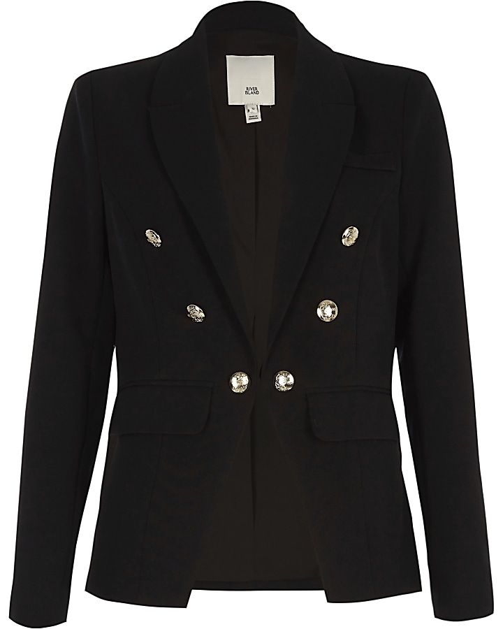 Black button front blazer