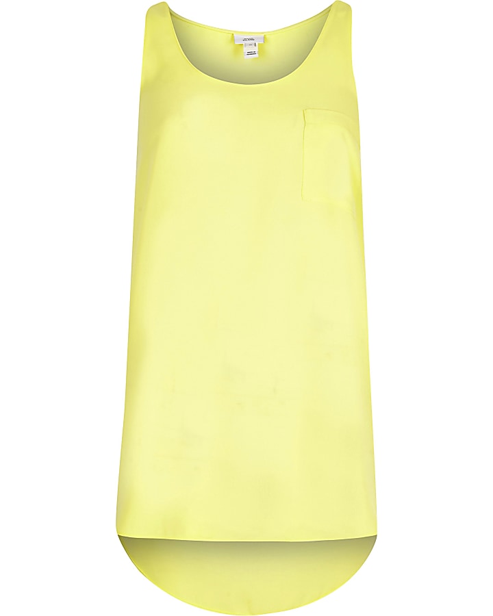 Bright yellow chest pocket tank top
