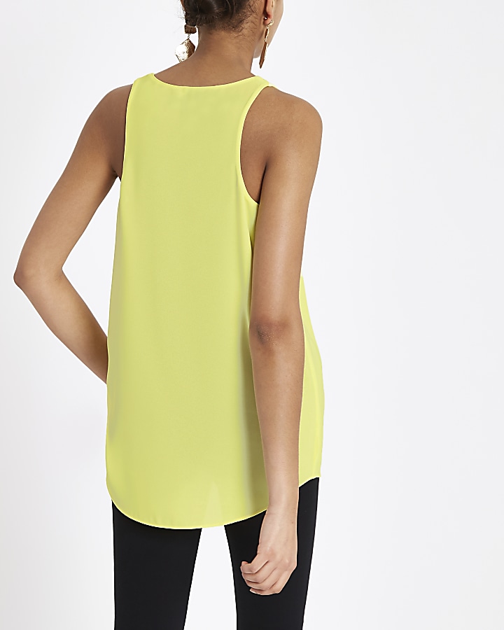 Bright yellow chest pocket tank top