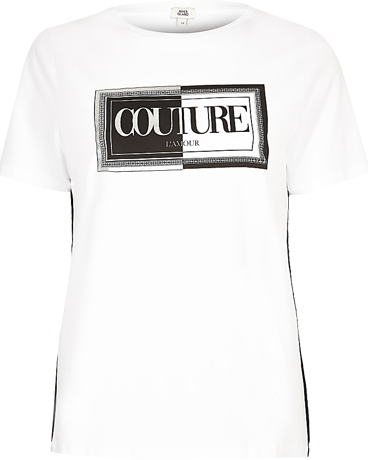 White ‘Couture’ flock print T-shirt