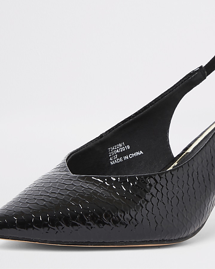 Black slingback kitten heel court shoes