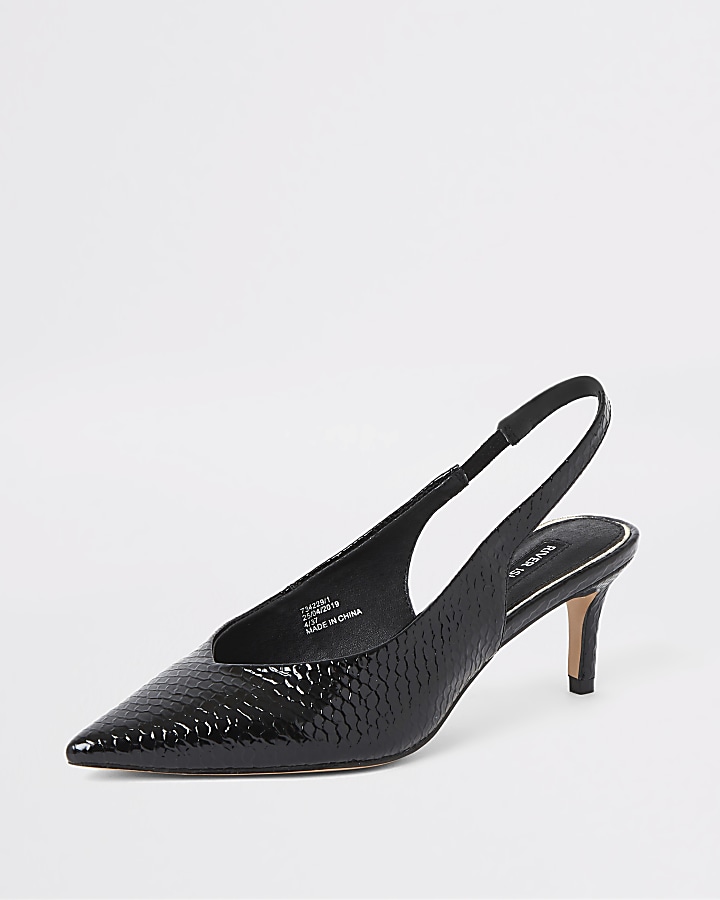 Black slingback kitten heel court shoes