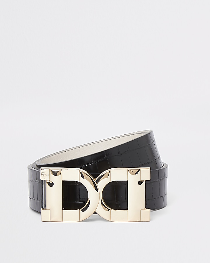 Black D double ring belt