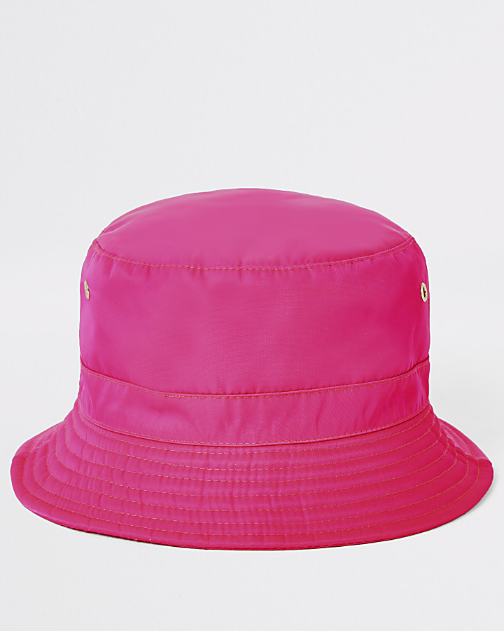 Neon pink RI bucket hat