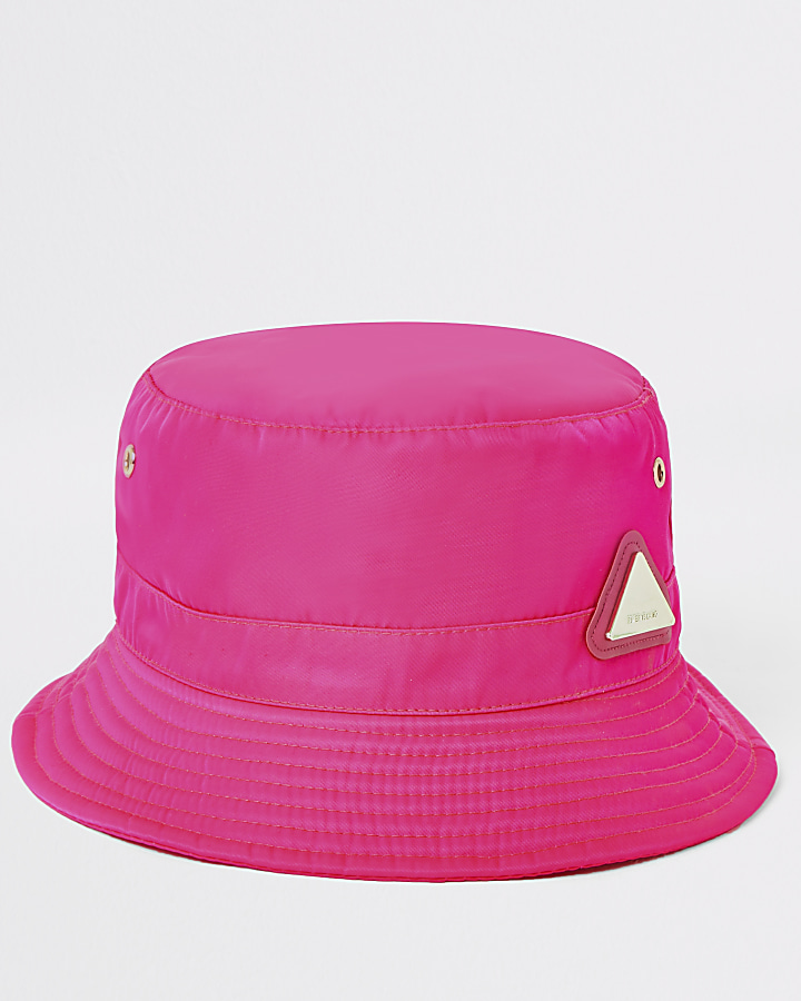 Neon pink RI bucket hat