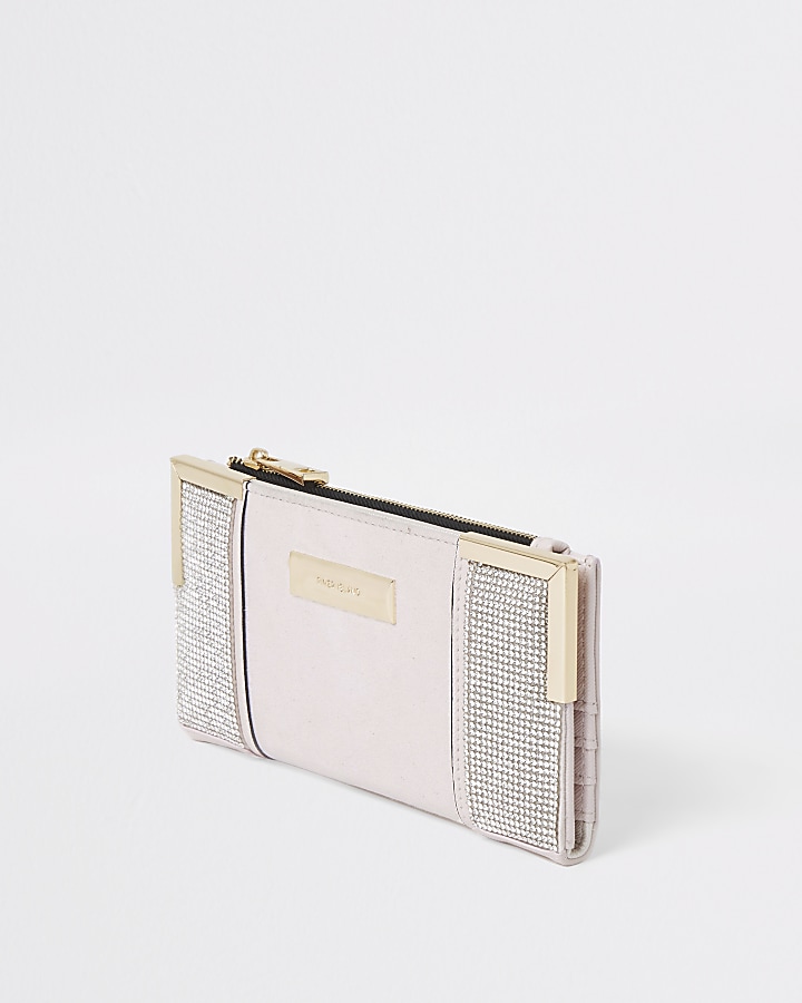 Pink diamante fold out purse