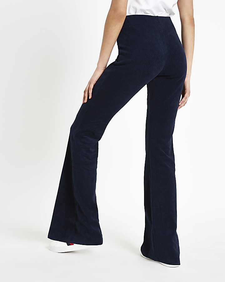 Navy cord flare trousers