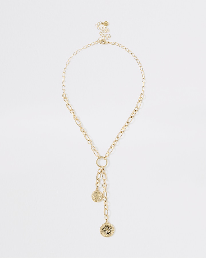 Gold colour chain coin necklace