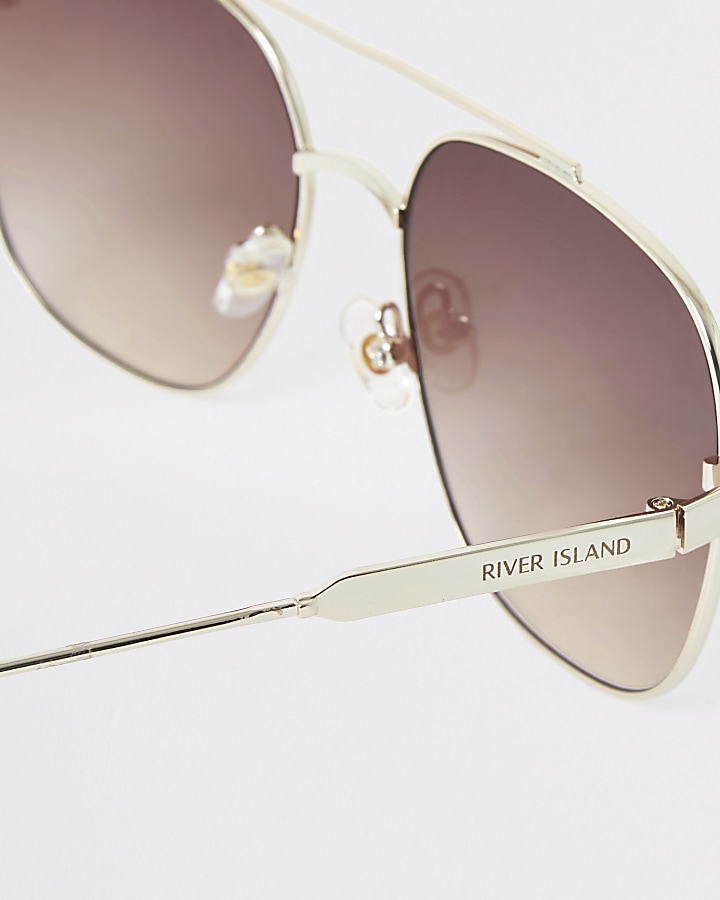 Gold tone pink lens sunglasses