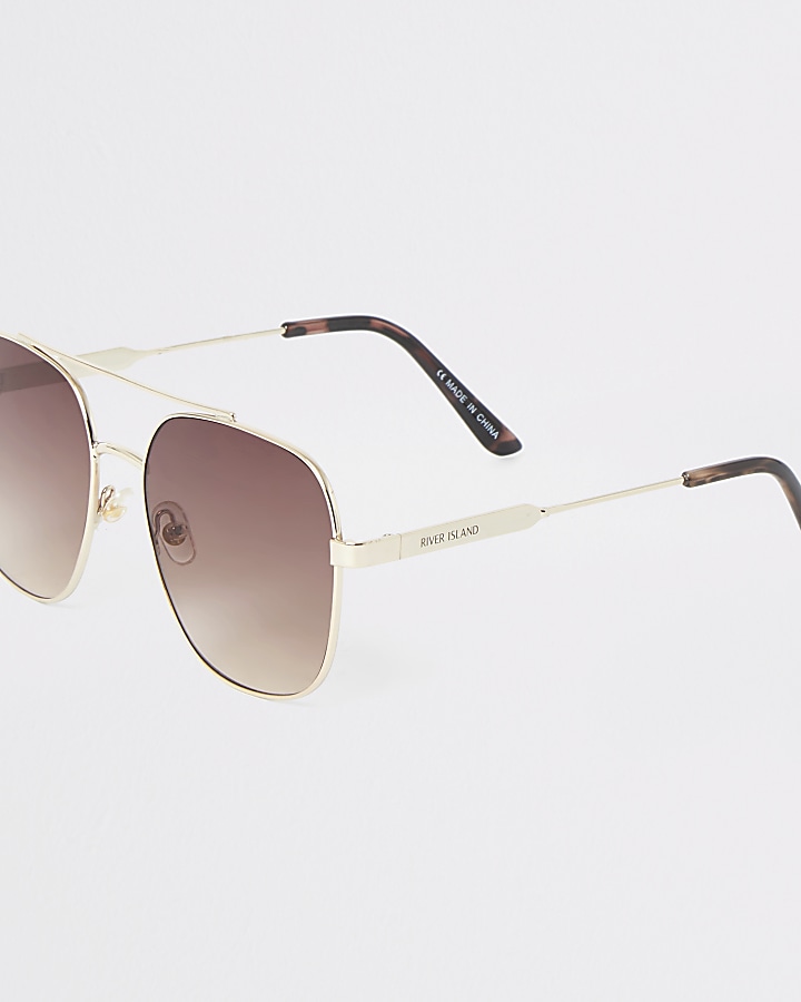 Gold tone pink lens sunglasses