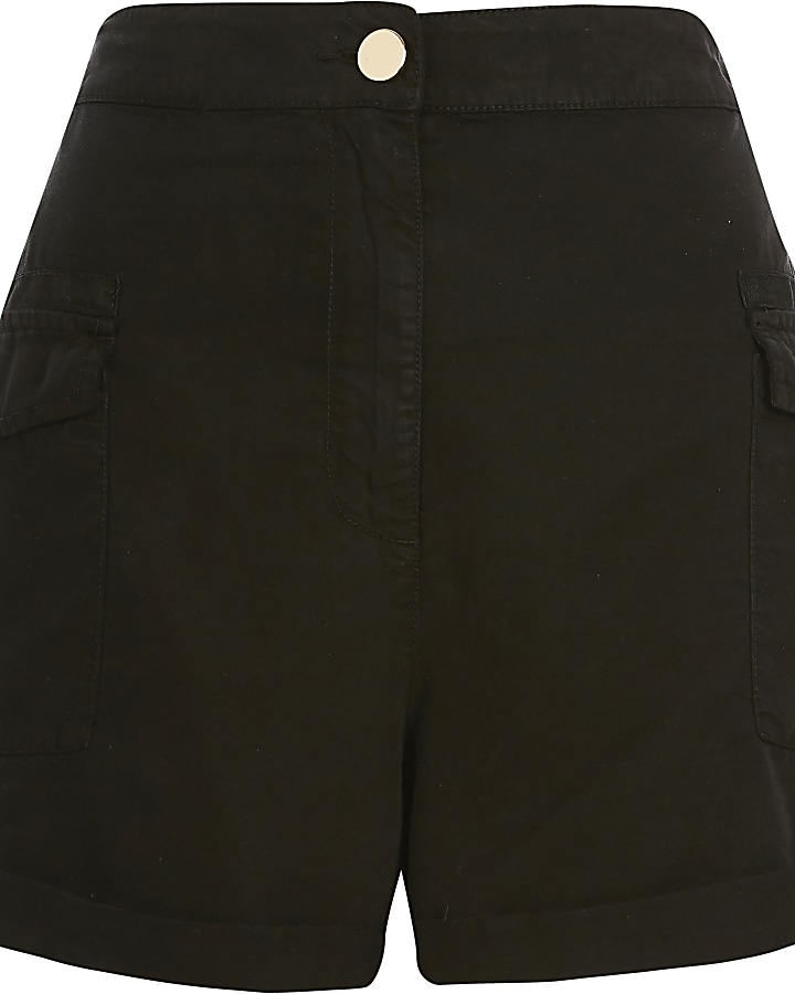 Black utility shorts