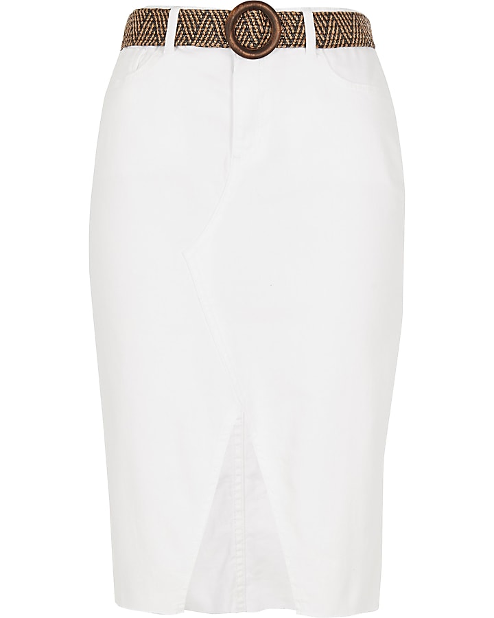 White denim pencil skirt
