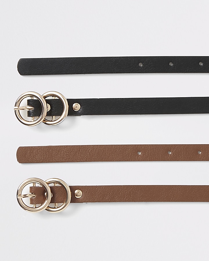 Black and brown double ring belt multipack