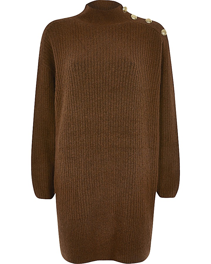 Dark brown knit jumper dress