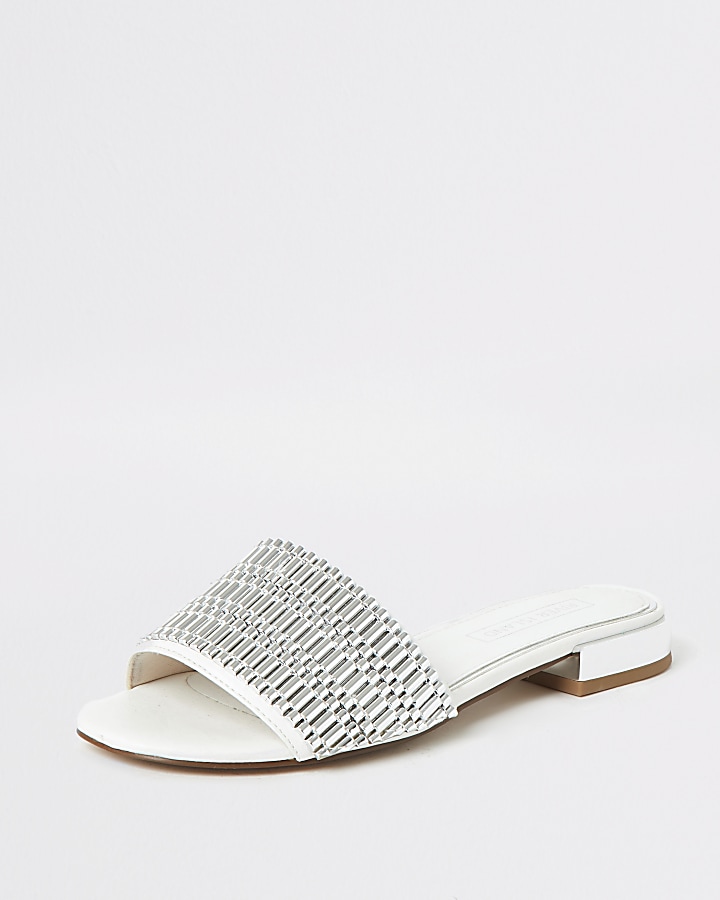 White embellished sandals