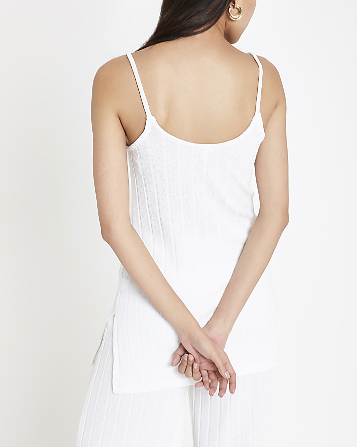 White ribbed tunic top