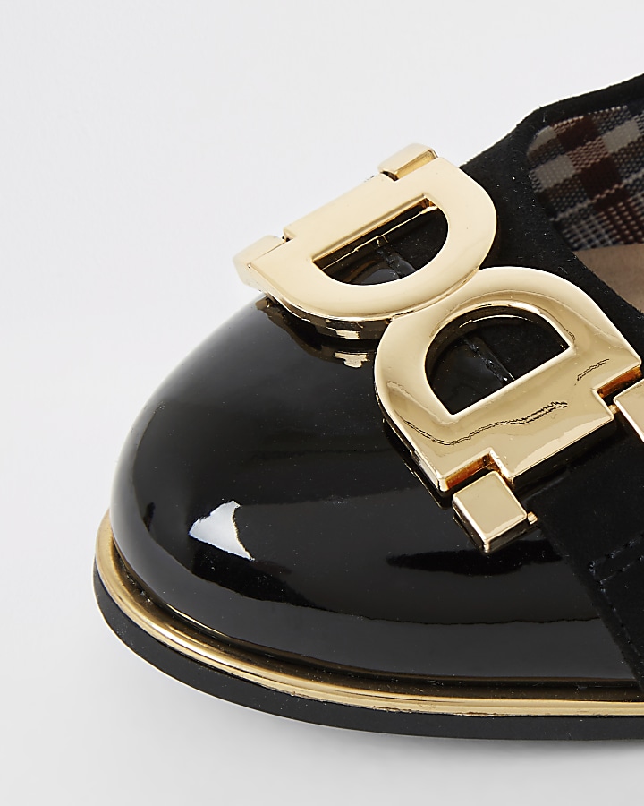 Black gold tone detail ballet shoes
