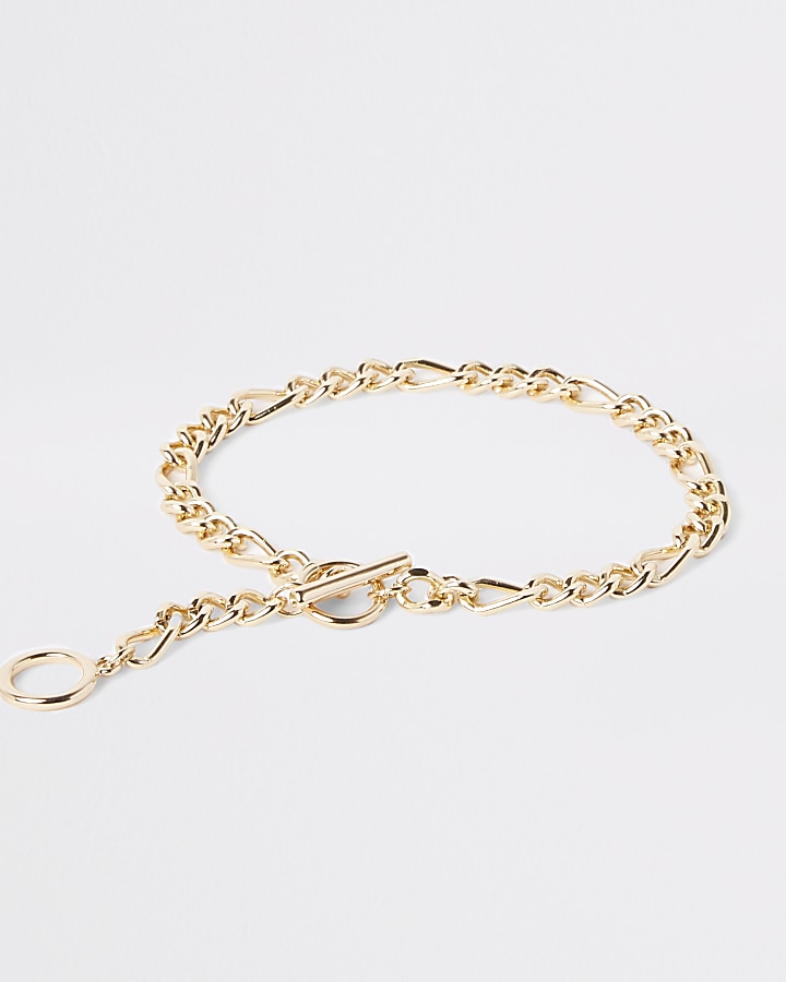 Gold colour T-bar chain anklet