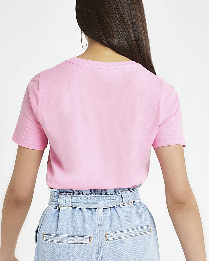 Pink 'Miami' sequin print T-shirt