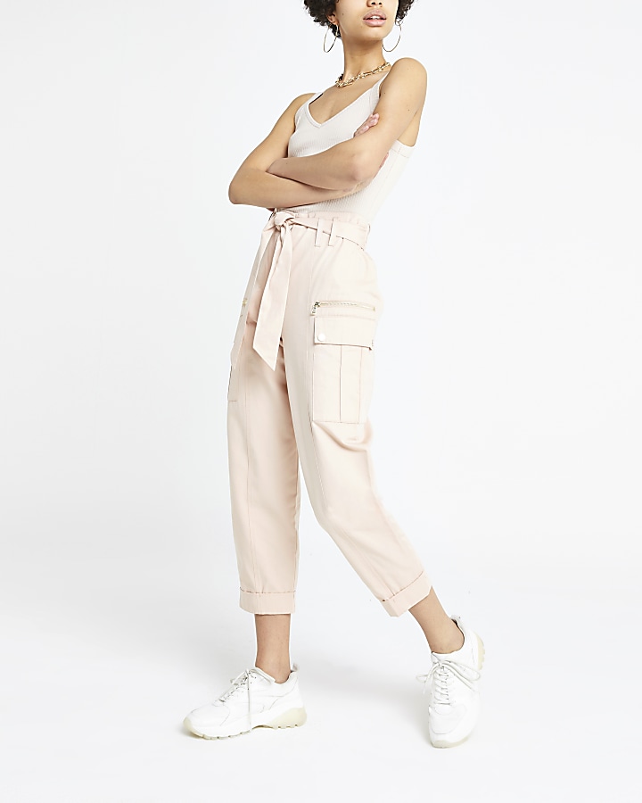 Pink utility peg trousers