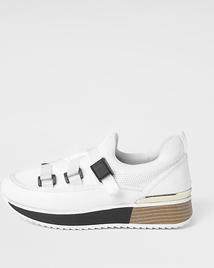White strappy runner trainers