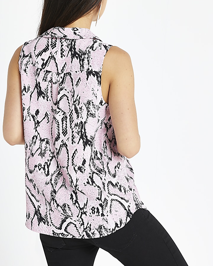 Petite pink snake print blouse