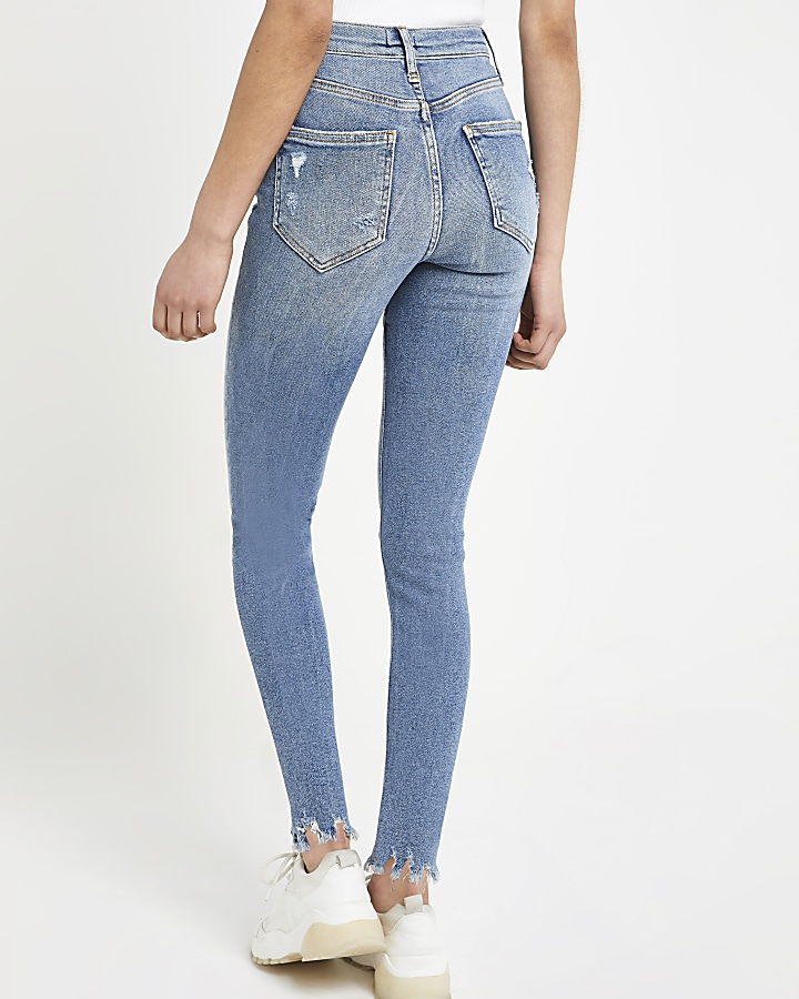 Blue ripped Hailey high rise skinny jeans