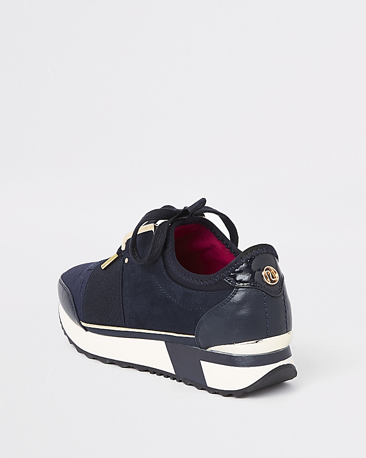 Navy lace-up runner trainers