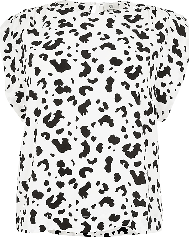 Plus white leopard print T-shirt
