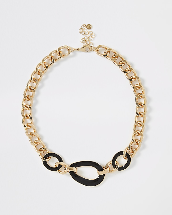 Gold colour chunky interlink necklace
