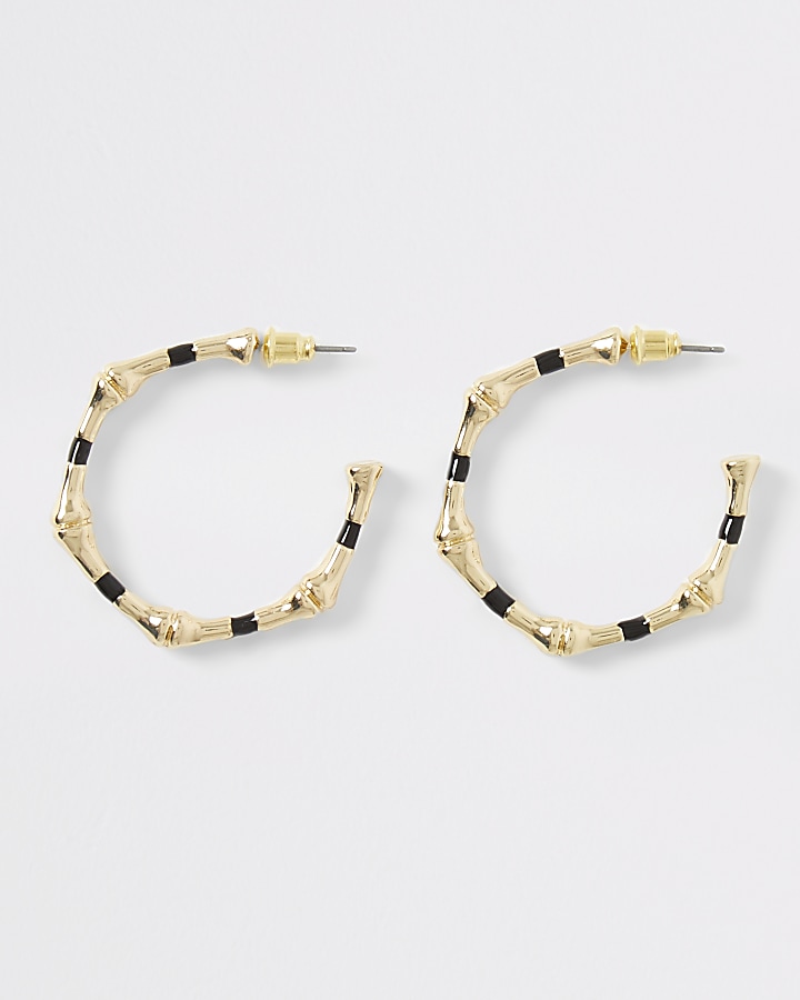Gold colour bambo hoop earrings
