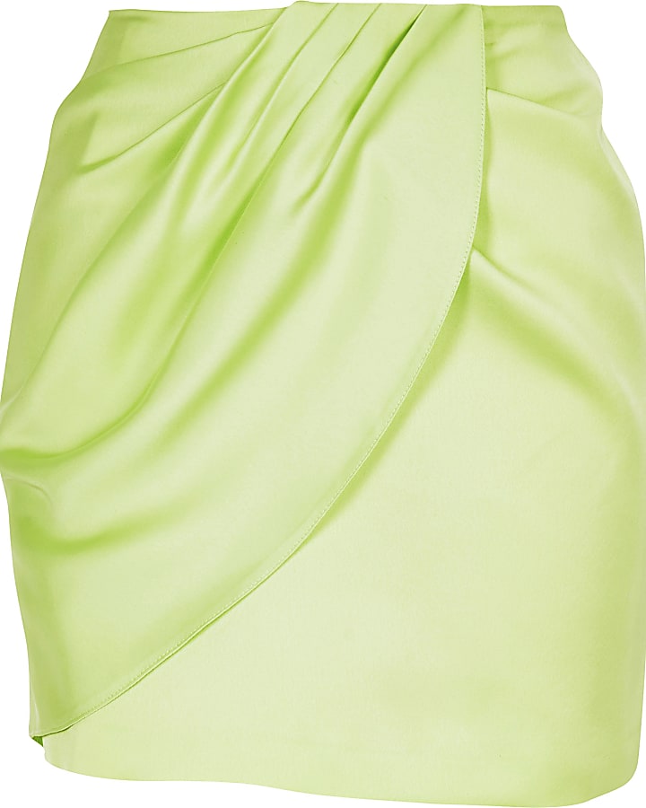 Lime wrap mini skirt