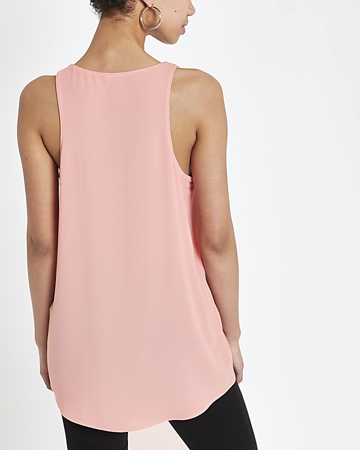 Pink chest pocket tank top