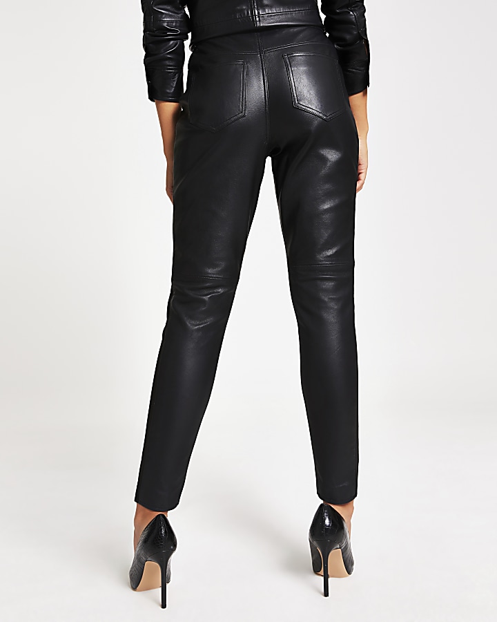 Black leather ponte trouser